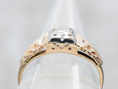 1930's Two Tone Gold Diamond Engagement Ring