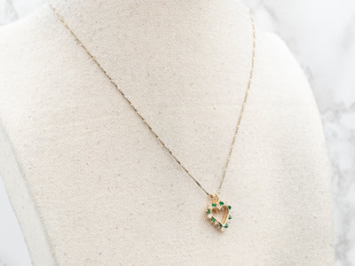 Sweetheart Diamond and Emerald Pendant