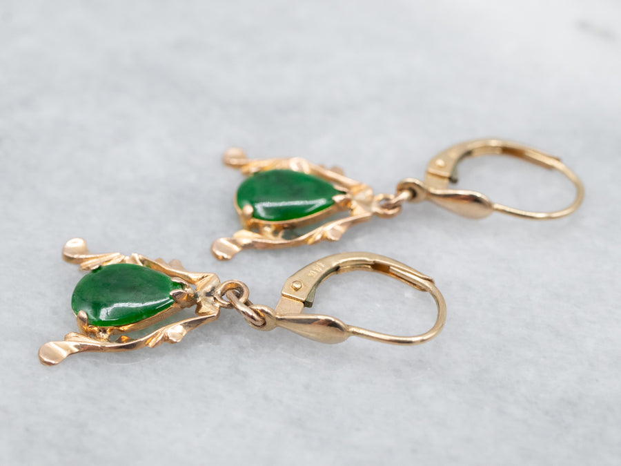 Vintage Green Jade Drop Earrings