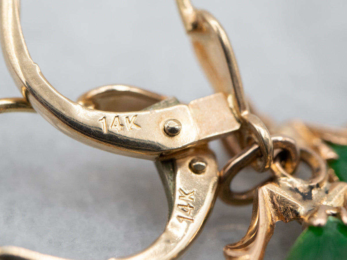 Vintage Green Jade Drop Earrings