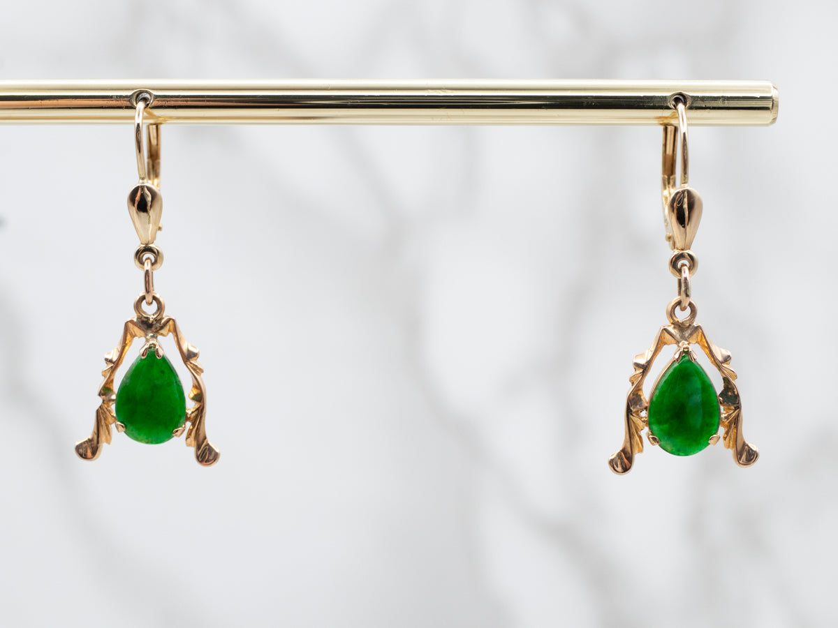 Vintage Green Jade Drop Earrings