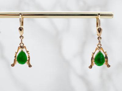 Vintage Green Jade Drop Earrings