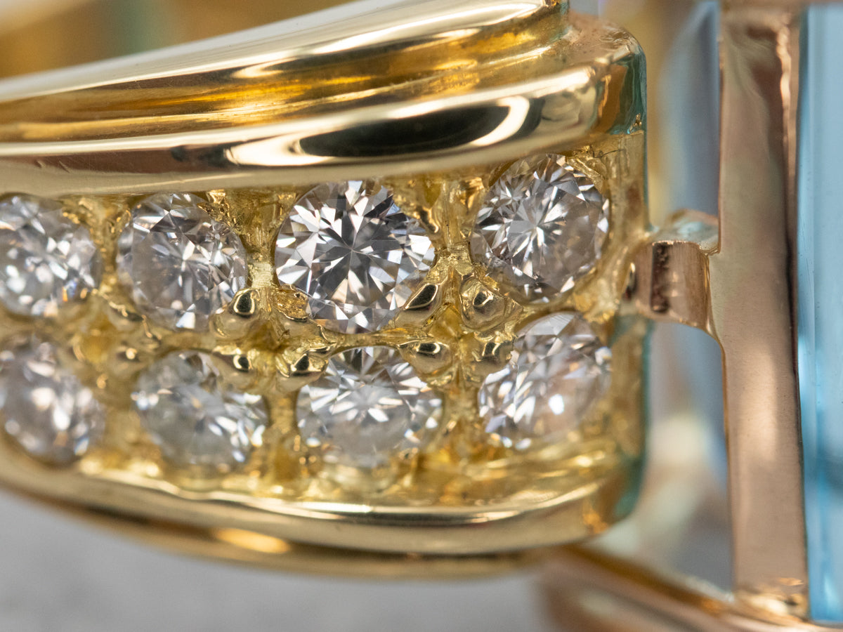 Sparkly Blue Topaz and Diamond Cocktail Ring