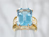 Sparkly Blue Topaz and Diamond Cocktail Ring