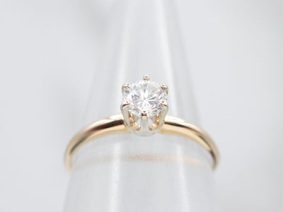 Bright Two Tone Diamond Solitaire Engagement Ring