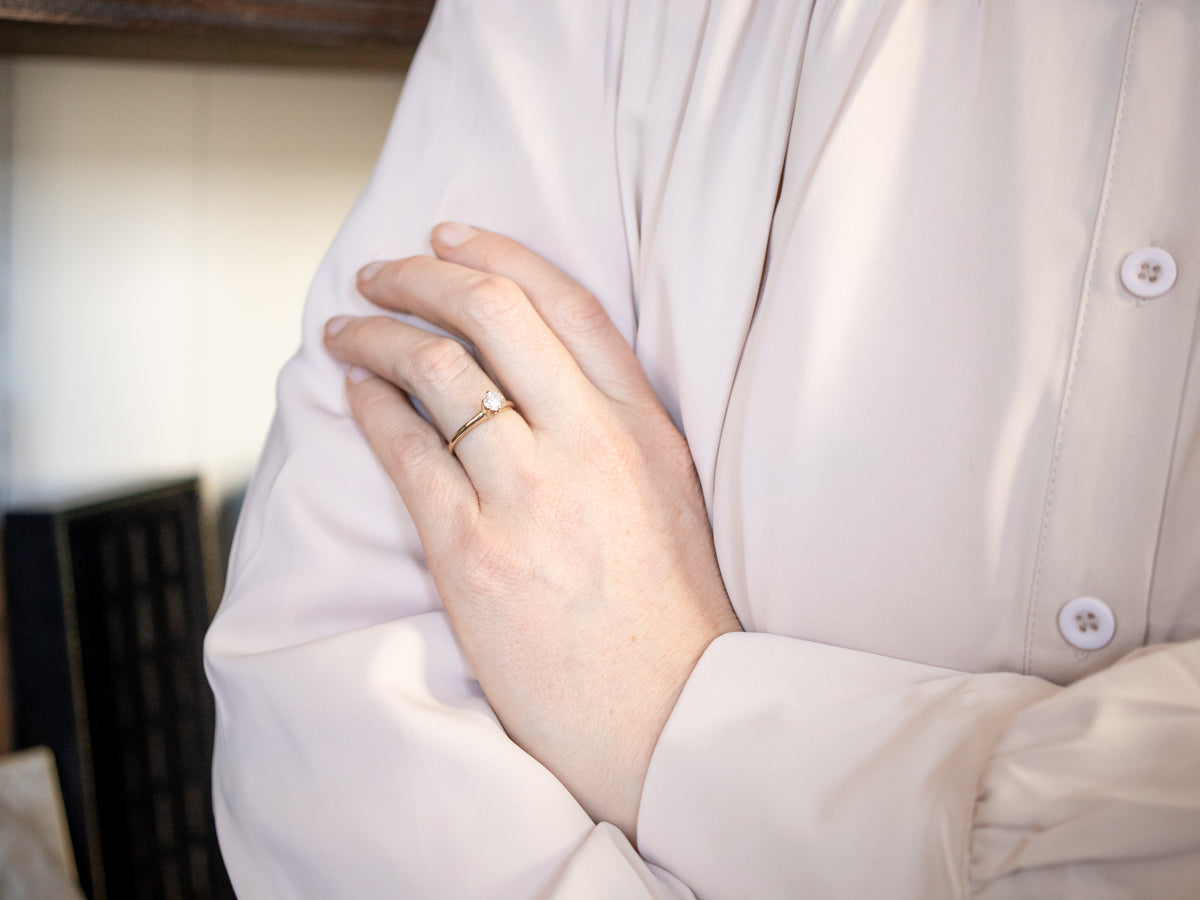 Bright Two Tone Diamond Solitaire Engagement Ring