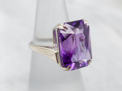 Sophisticated Amethyst Solitaire Cocktail Bypass Ring