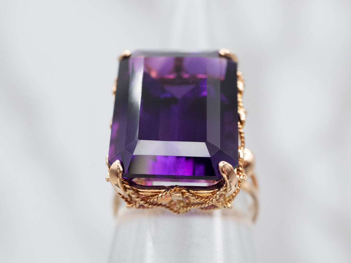 Classic Yellow Gold Amethyst Cocktail Ring
