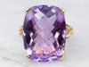 Glittering Gold Amethyst Solitaire Cocktail Ring