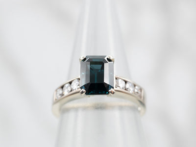 Simple White Gold Spinel and Diamond Ring