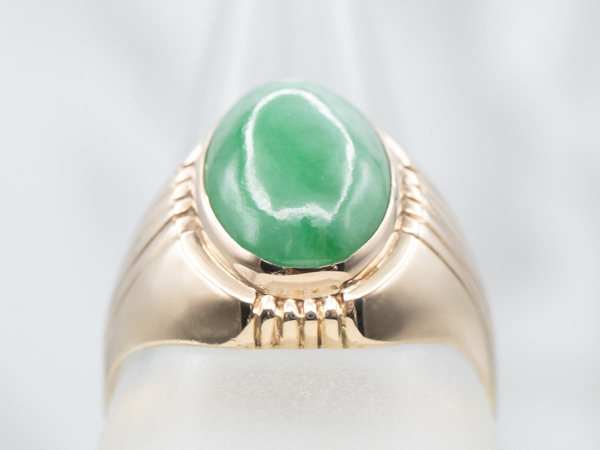 Men's Retro Era Gold Jade Ring