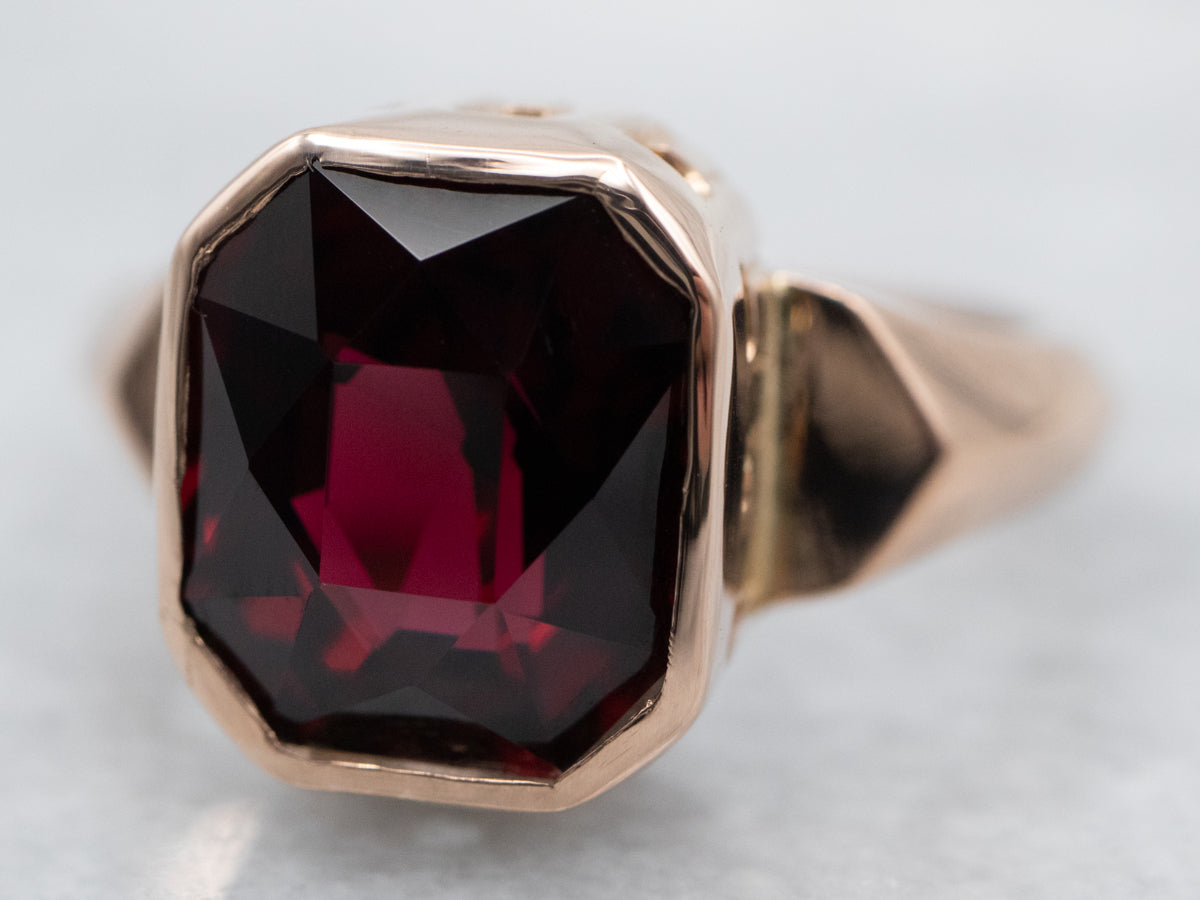 Pretty Rose Gold Garnet Ring
