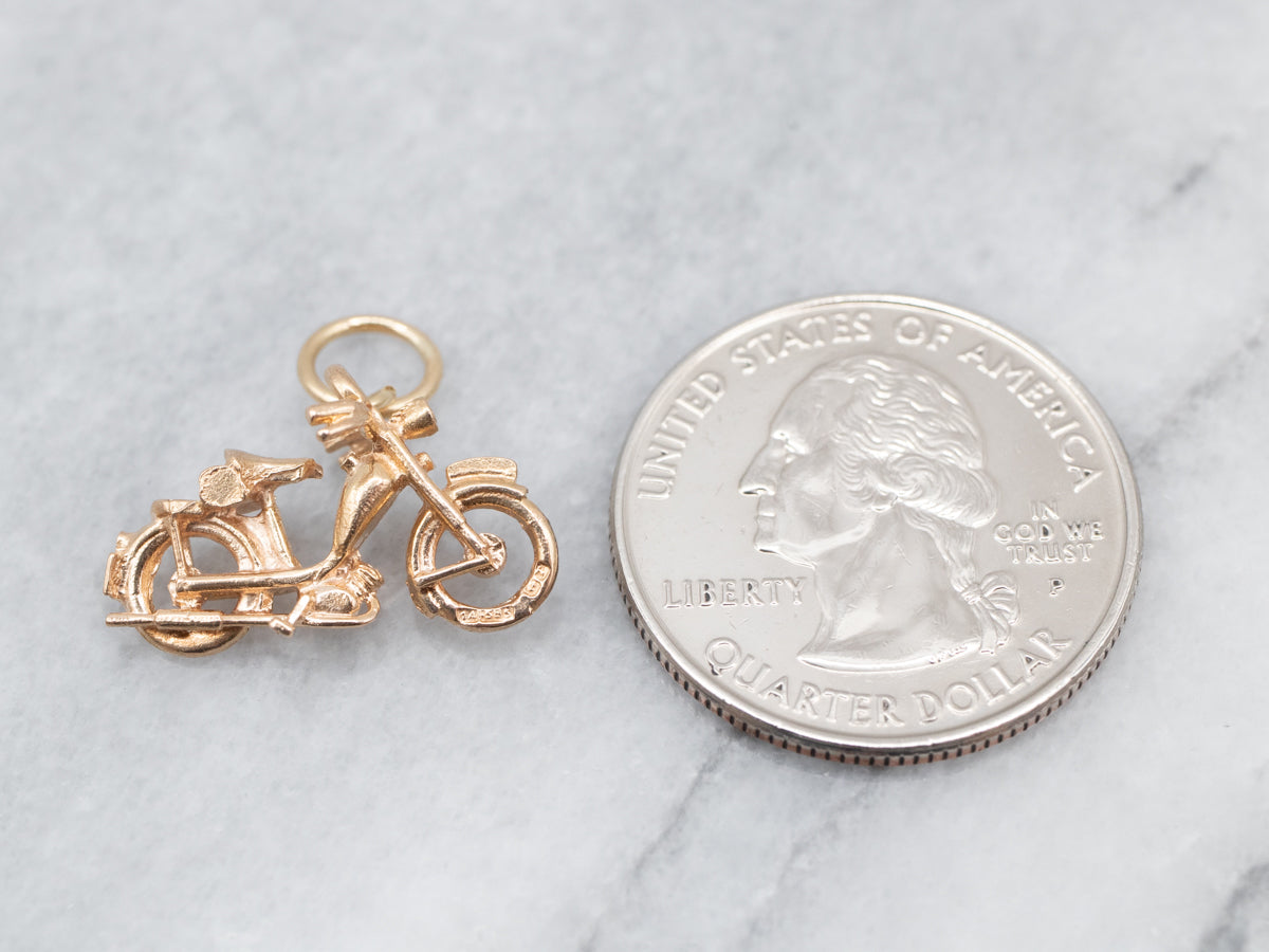 Detailed Gold Motorcycle Charm