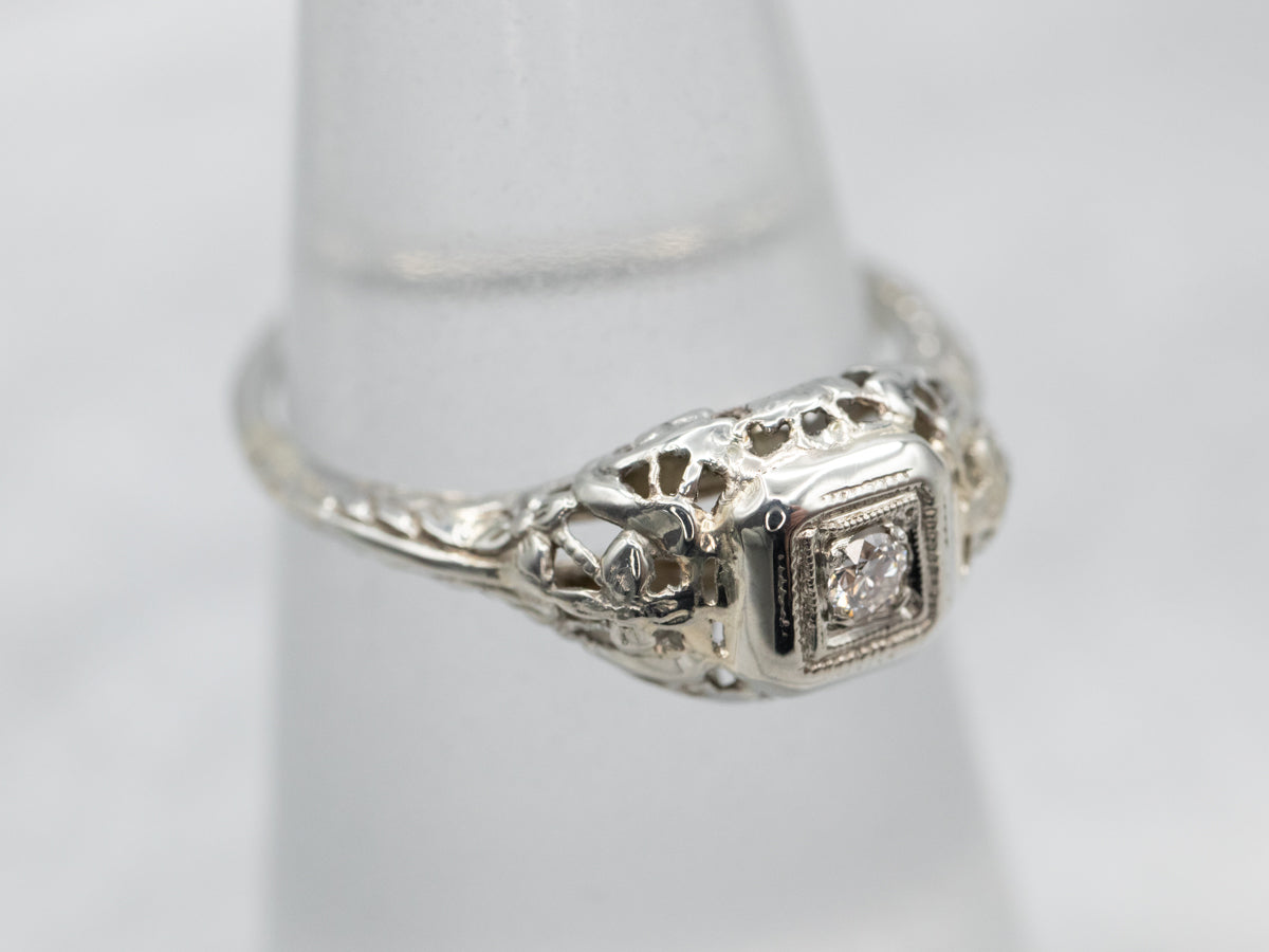 Sweet Art Deco Diamond Engagement Ring