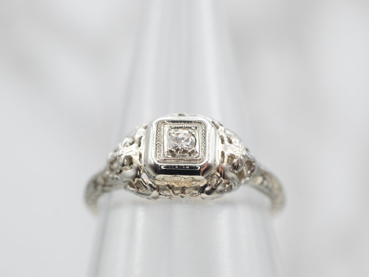 Sweet Art Deco Diamond Engagement Ring