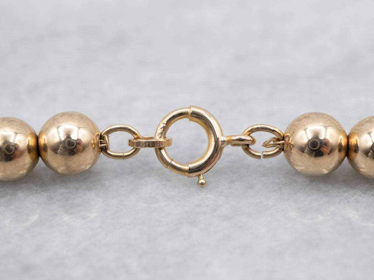 Vintage 14-Karat Yellow Gold Beaded Ball