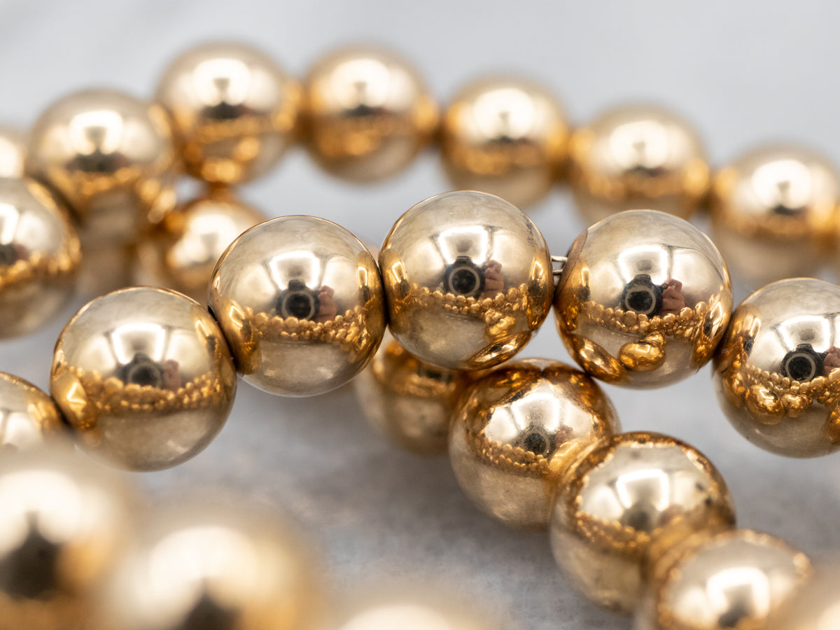 Vintage 14-Karat Yellow Gold Beaded Ball