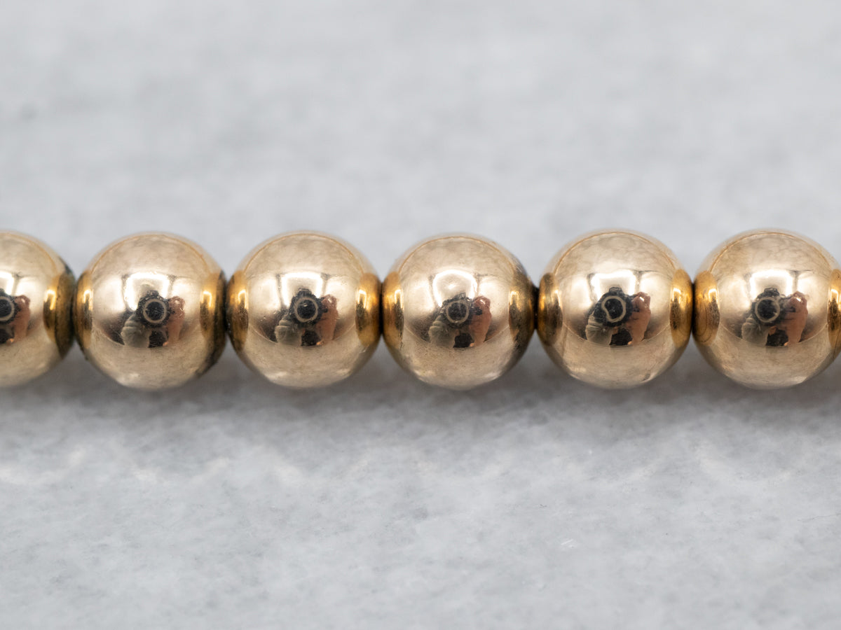 Vintage 14-Karat Yellow Gold Beaded Ball