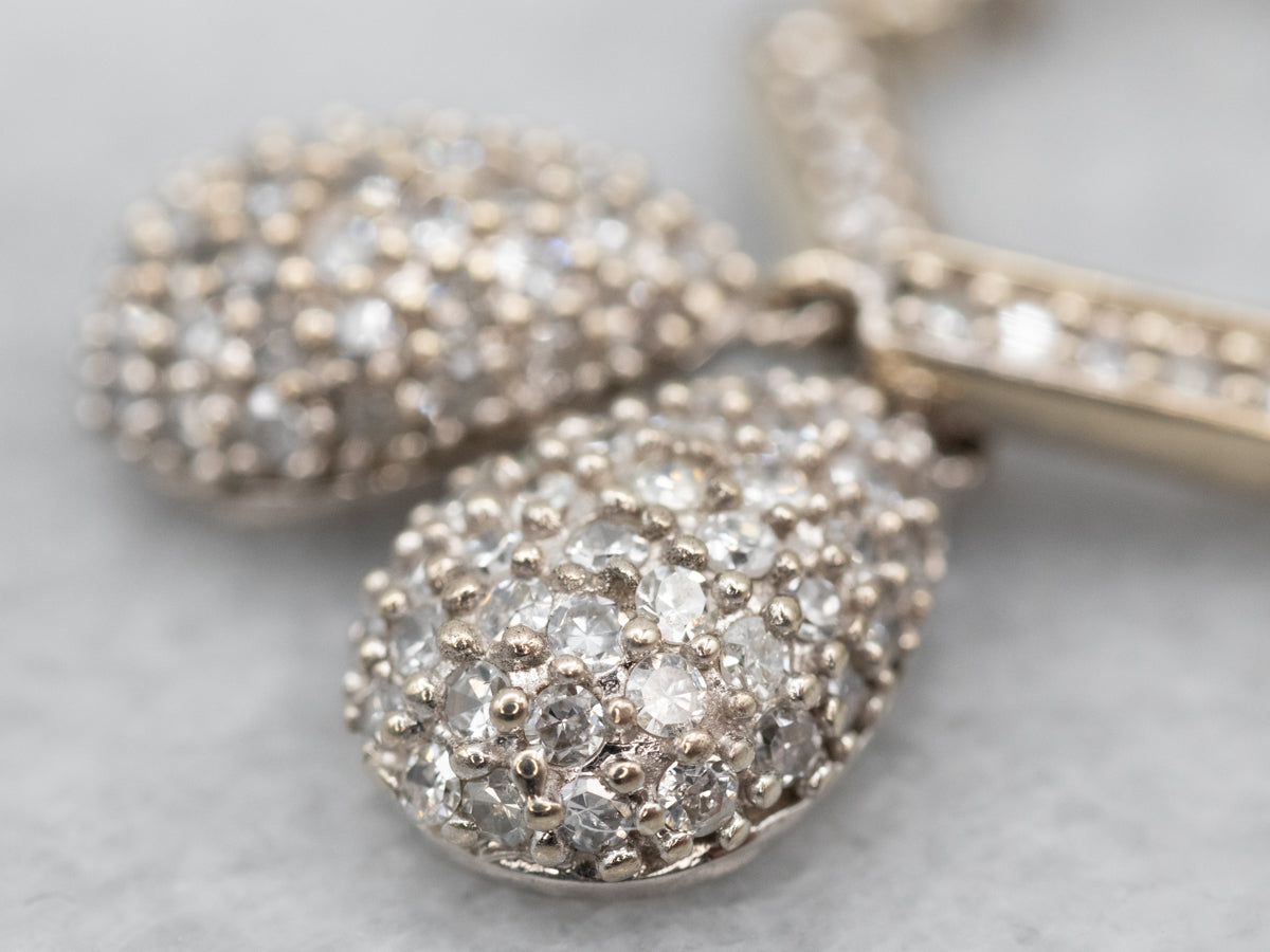 Long Diamond Teardrop Earrings in White Gold