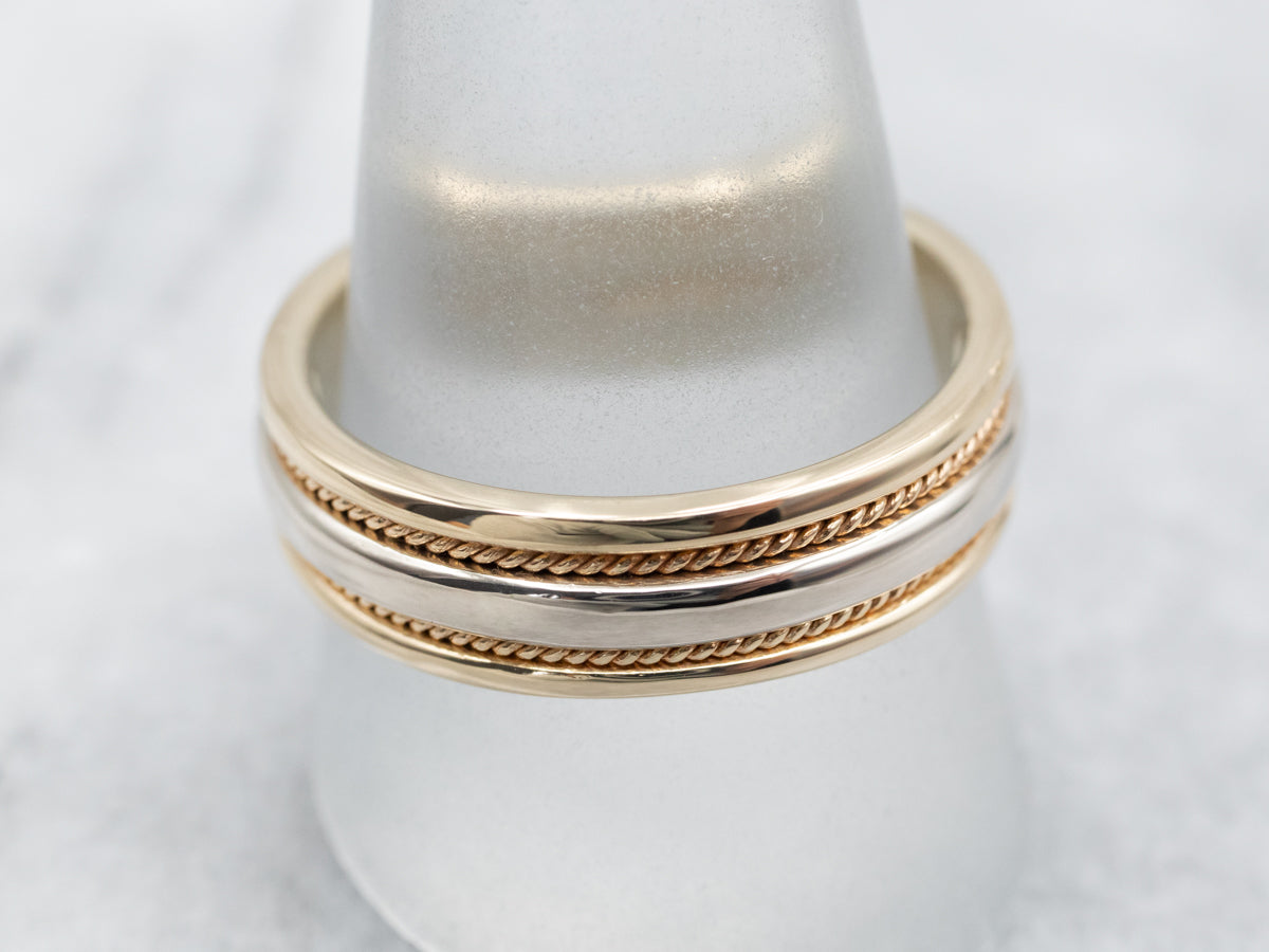 Nautical Two Tone Twist Wedding Band