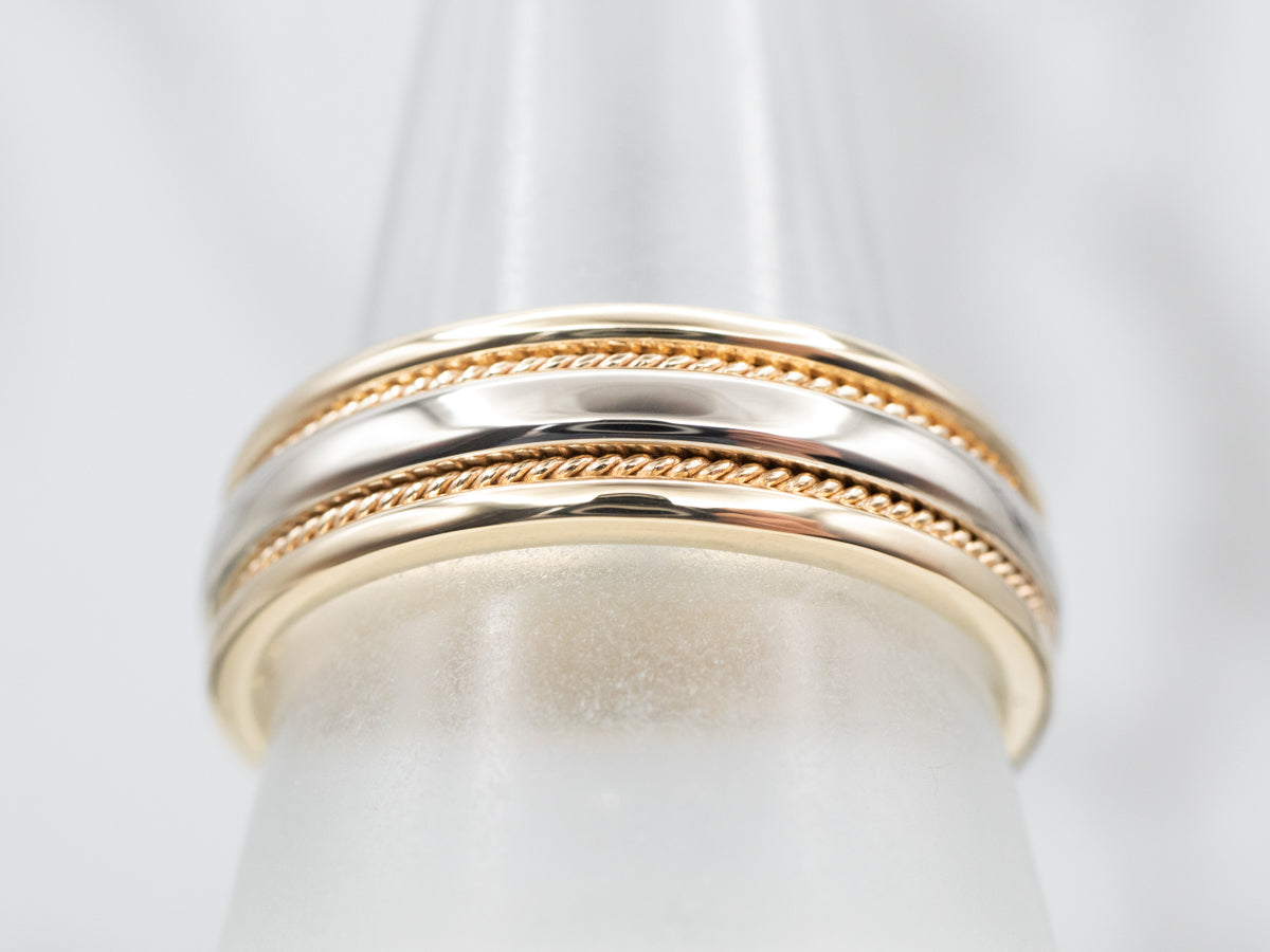 Nautical Two Tone Twist Wedding Band