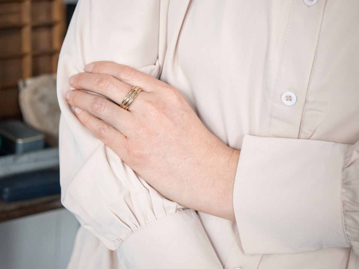 Nautical Two Tone Twist Wedding Band