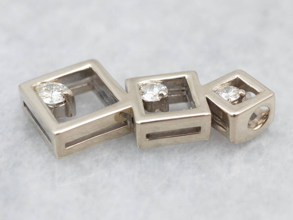 Topsy Square White Gold Diamond Pendant