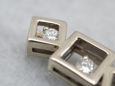 Topsy Square White Gold Diamond Pendant