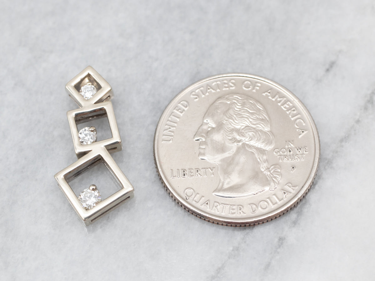 Topsy Square White Gold Diamond Pendant