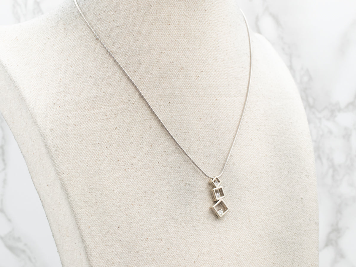 Topsy Square White Gold Diamond Pendant