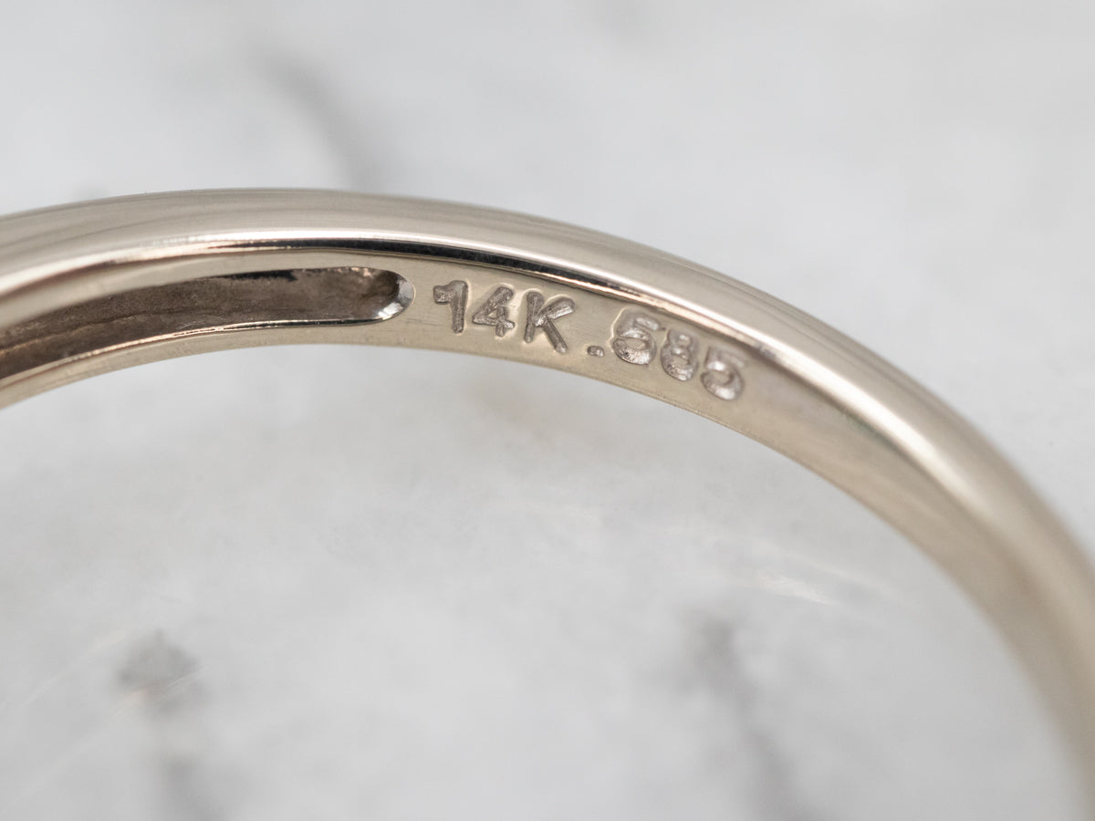 Stylish White Gold Blue Zircon Solitaire Ring