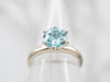 Stylish White Gold Blue Zircon Solitaire Ring