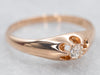 Pretty Rose Gold Old Mine Cut Diamond Buttercup Engagement Ring