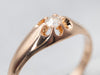 Pretty Rose Gold Old Mine Cut Diamond Buttercup Engagement Ring