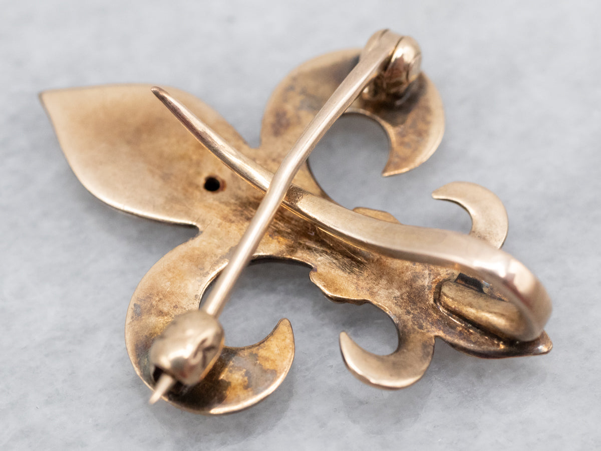 Versatile Yellow Gold Fleur-De-Lis Brooch
