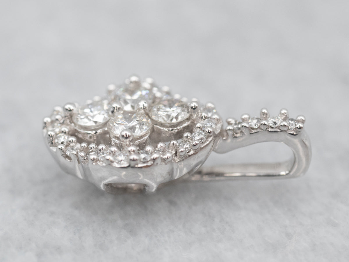 Breathtaking White Gold Diamond Cluster Pendant