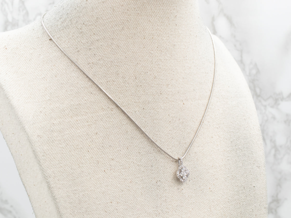 Breathtaking White Gold Diamond Cluster Pendant