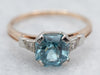 Lovely Two Tone Blue Zircon and Diamond Ring