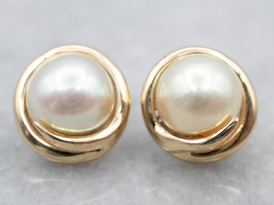 Urban Gold Pearl Stud Earrings