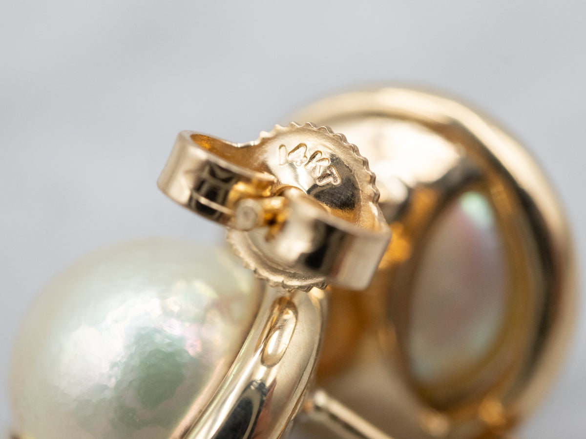 Urban Gold Pearl Stud Earrings