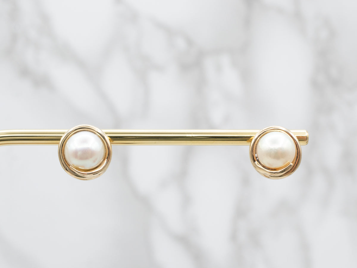 Urban Gold Pearl Stud Earrings