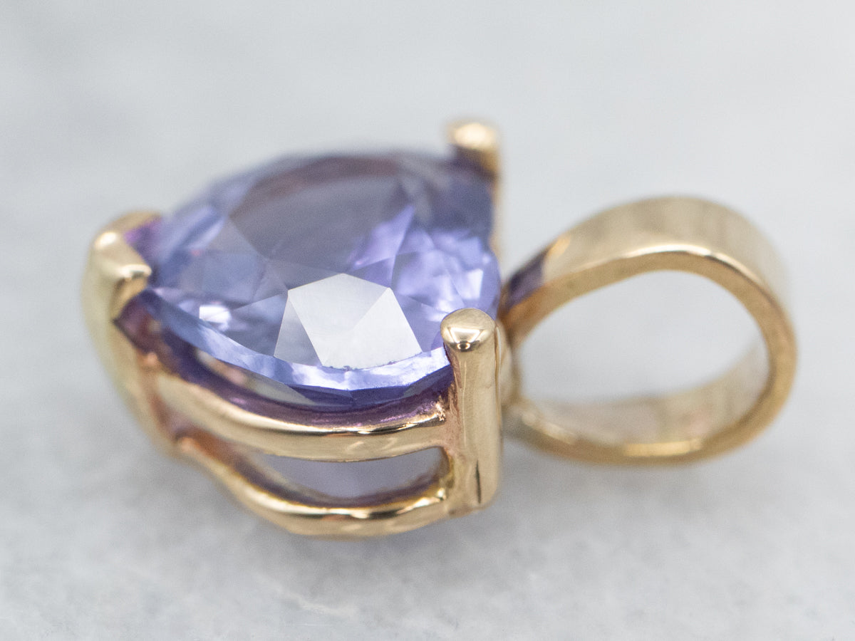 Sweet Gold Heart Shaped Sapphire Solitaire Pendant