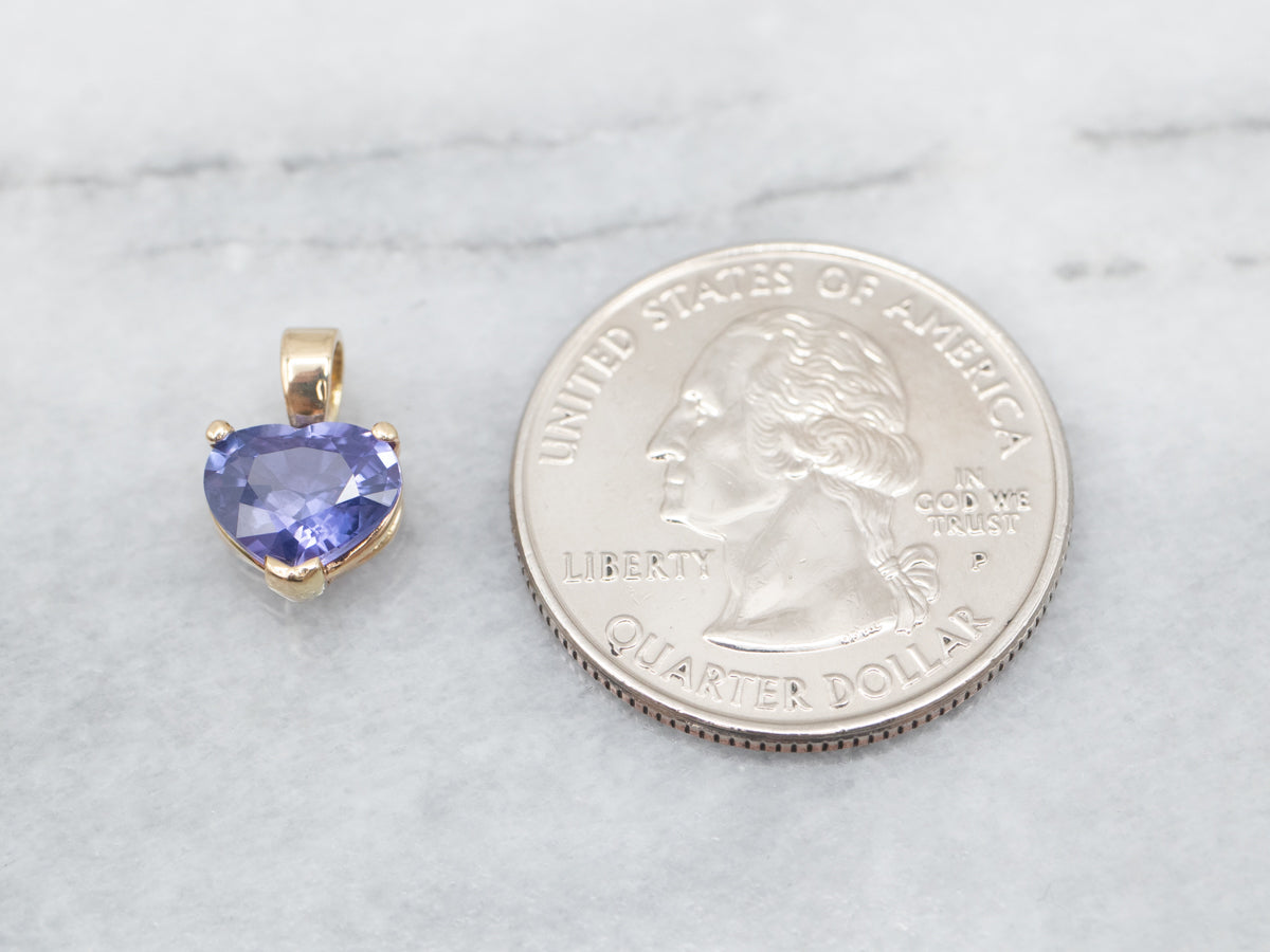 Sweet Gold Heart Shaped Sapphire Solitaire Pendant