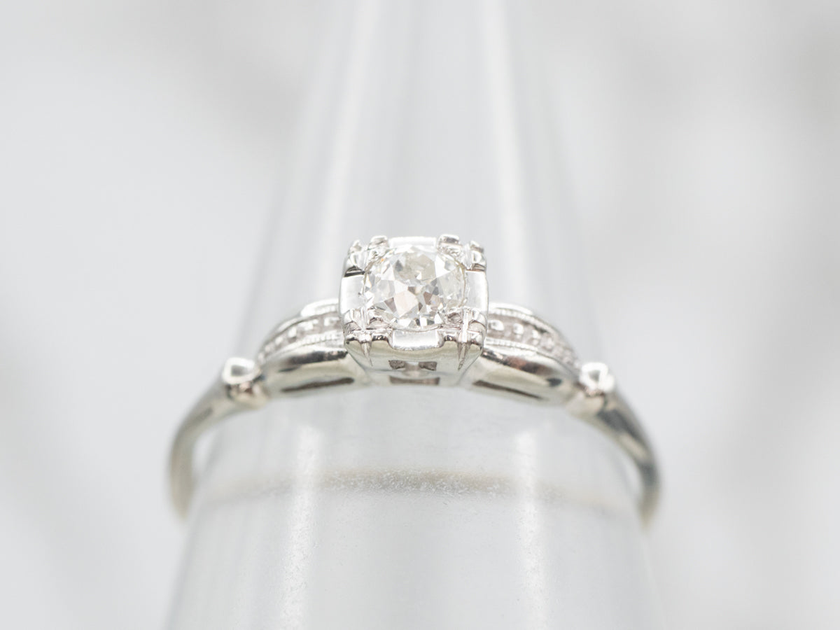 Old Mine Cut Diamond Solitaire Engagement Ring