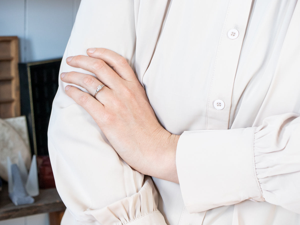 Old Mine Cut Diamond Solitaire Engagement Ring