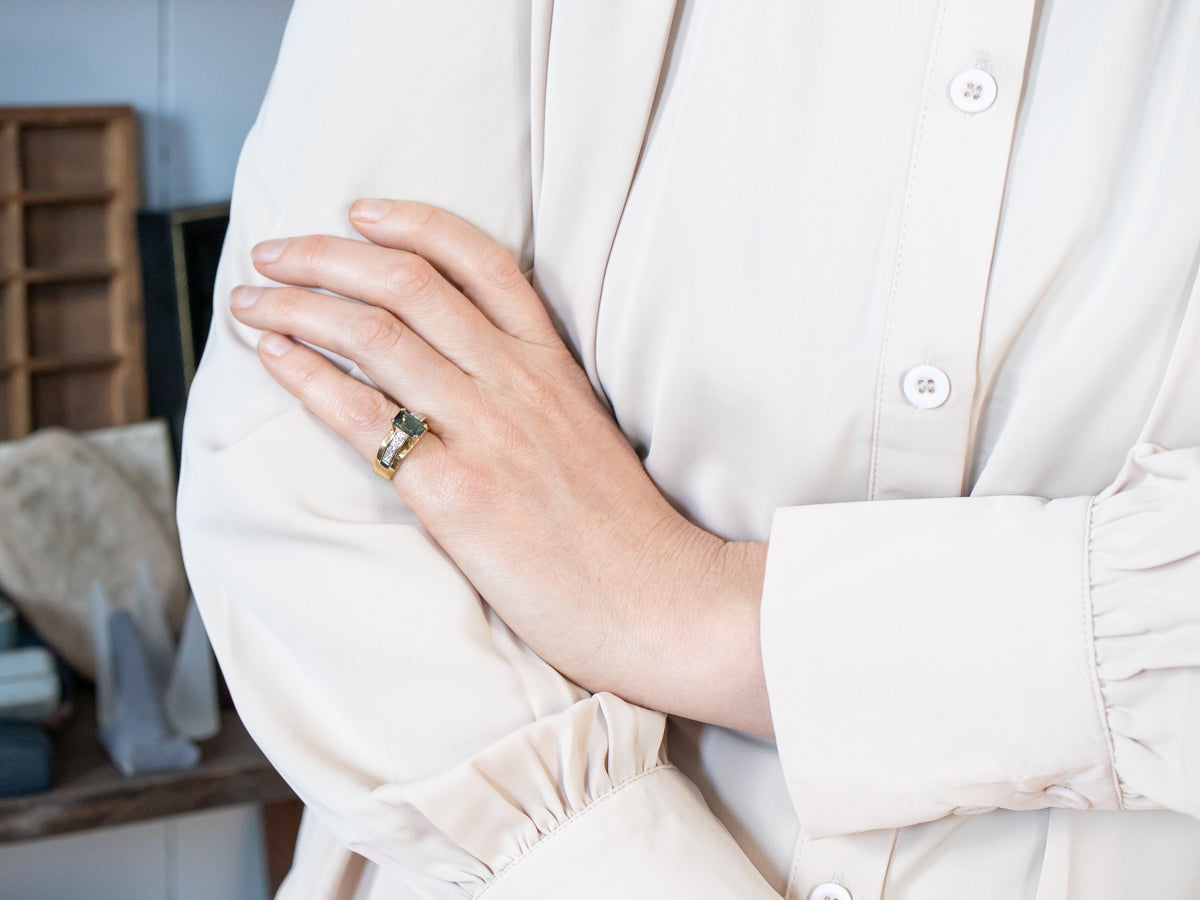 Funky Two Tone Spinel and Diamond Ring