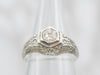 Art Deco Old Mine Cut Diamond Solitaire Engagement Ring