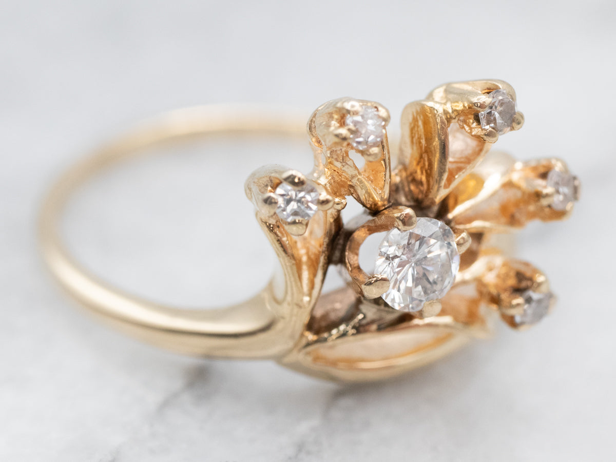 Botanical Gold Diamond Cluster Ring