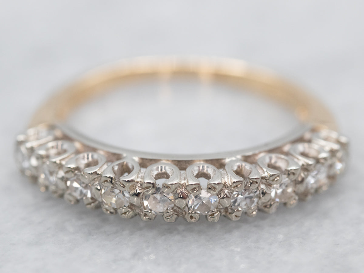 Two Tone Gold Diamond Wedding Band