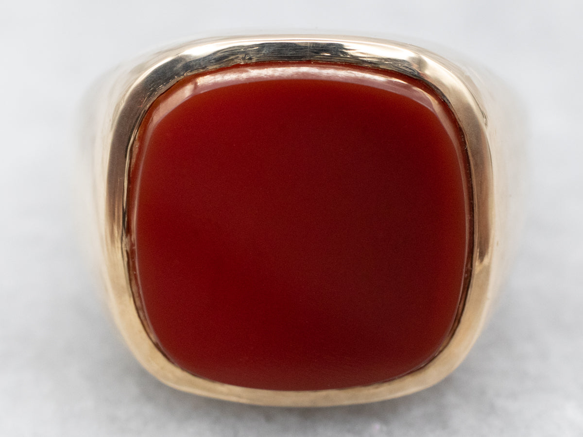 Men's Vintage Gold Carnelian Ring